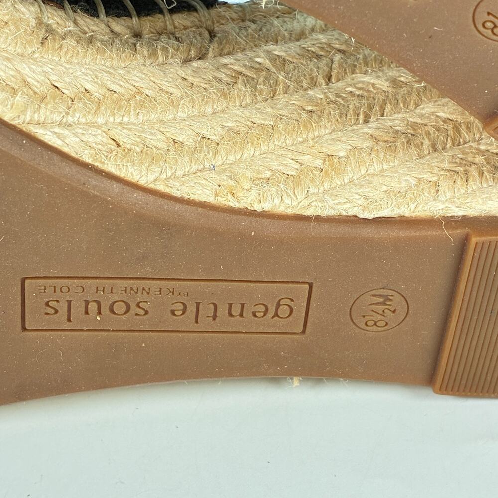 Gentle Souls by Kenneth Cole Colleen Black Beige Wedge Sandals Womens Size 8.5M - Picture 8 of 10